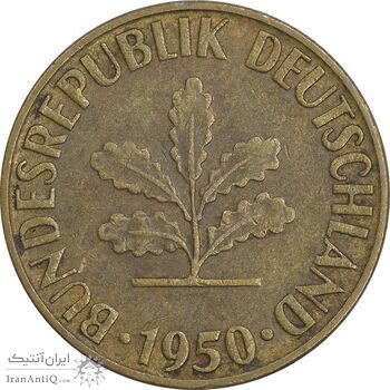 سکه 5 فینیگ 1950G جمهوری فدرال - EF45 - آلمان