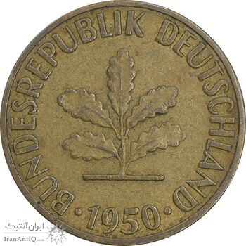 سکه 5 فینیگ 1950D جمهوری فدرال - EF45 - آلمان