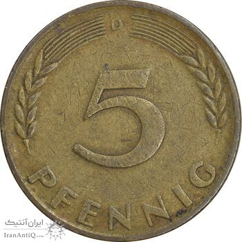 سکه 5 فینیگ 1950D جمهوری فدرال - EF45 - آلمان