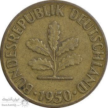 سکه 5 فینیگ 1950D جمهوری فدرال - EF45 - آلمان