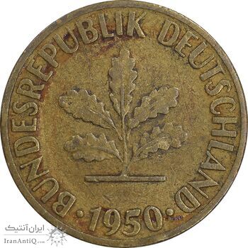 سکه 5 فینیگ 1950D جمهوری فدرال - EF45 - آلمان