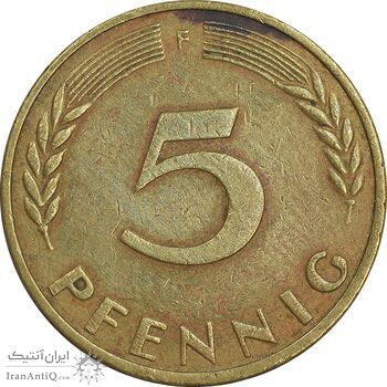 سکه 5 فینیگ 1966F جمهوری فدرال - EF45 - آلمان