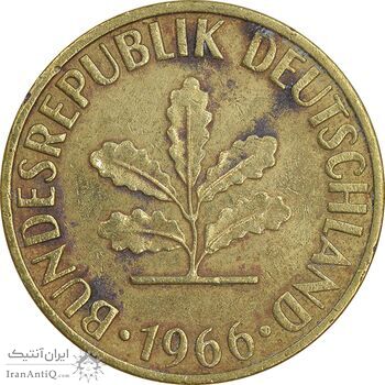 سکه 5 فینیگ 1966F جمهوری فدرال - EF45 - آلمان