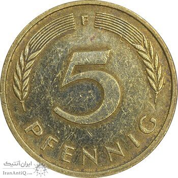 سکه 5 فینیگ 1989F جمهوری فدرال - EF45 - آلمان