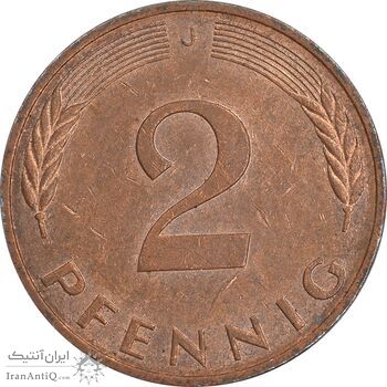 سکه 2 فینیگ 1989J جمهوری فدرال - AU55 - آلمان