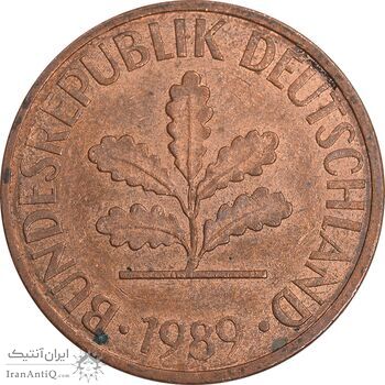 سکه 2 فینیگ 1989J جمهوری فدرال - AU55 - آلمان