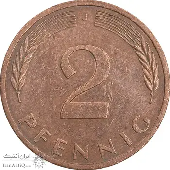 سکه 2 فینیگ 1983J جمهوری فدرال - EF45 - آلمان