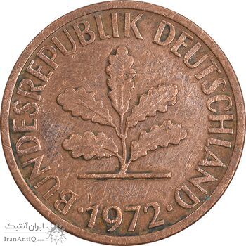 سکه 2 فینیگ 1972D جمهوری فدرال - EF45 - آلمان