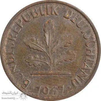 سکه 2 فینیگ 1967J جمهوری فدرال - AU55 - آلمان