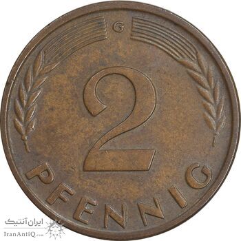 سکه 2 فینیگ 1962G جمهوری فدرال - EF45 - آلمان