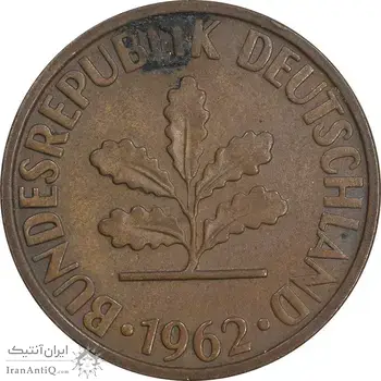 سکه 2 فینیگ 1962G جمهوری فدرال - EF45 - آلمان