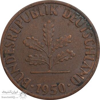 سکه 1 فینیگ 1950G جمهوری فدرال - EF45 - آلمان