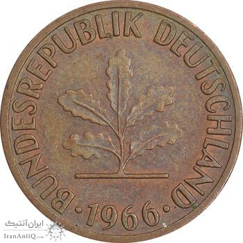سکه 1 فینیگ 1966F جمهوری فدرال - EF45 - آلمان