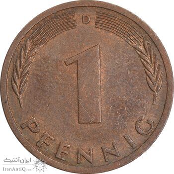 سکه 1 فینیگ 1974D جمهوری فدرال - EF45 - آلمان