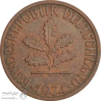سکه 1 فینیگ 1974D جمهوری فدرال - EF45 - آلمان