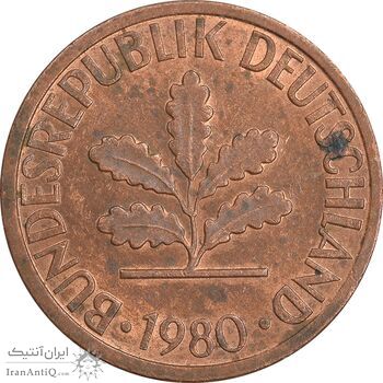 سکه 1 فینیگ 1980F جمهوری فدرال - AU58 - آلمان