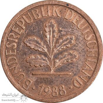 سکه 1 فینیگ 1988J جمهوری فدرال - EF45 - آلمان