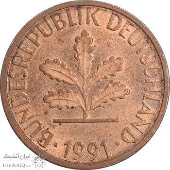 سکه 1 فینیگ 1991F جمهوری فدرال - AU58 - آلمان