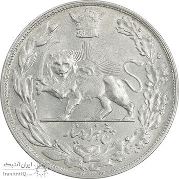 سکه 5000 دینار 1308 تصویری - AU58 - رضا شاه