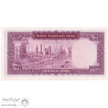اسکناس 100 ریال (آموزگار - جهانشاهی) ارور کادر - تک - UNC63 - محمد رضا شاه