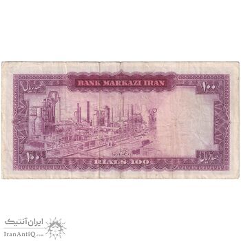 اسکناس 100 ریال (آموزگار - سمیعی) نوشته قرمز - تک - VF30 - محمد رضا شاه