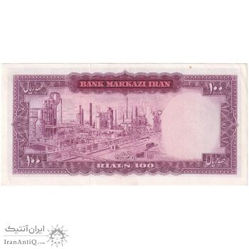اسکناس 100 ریال (آموزگار - سمیعی) نوشته سیاه - تک - UNC62 - محمد رضا شاه
