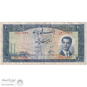 اسکناس 200 ریال 1330 - تک - VF35 - محمد رضا شاه