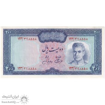 اسکناس 200 ریال (آموزگار - جهانشاهی) - تک - UNC61 - محمد رضا شاه