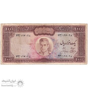 اسکناس 1000 ریال (آموزگار - جهانشاهی) - تک - VF25 - محمد رضا شاه