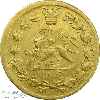 سکه طلا 5000 دینار 1314 خطی (تاریخ فشرده) - AU55 - مظفرالدین شاه