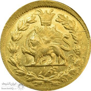 سکه طلا 5000 دینار 1318 خطی - MS63 - مظفرالدین شاه