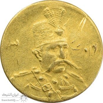سکه طلا 5000 دینار 1319 تصویری - AU - مظفرالدین شاه