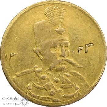 سکه طلا 5000 دینار 1323 تصویری - EF40 - مظفرالدین شاه