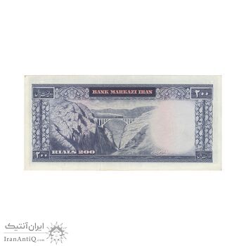 اسکناس 200 ریال (آموزگار - سمیعی) نوشته قرمز (ارور کادر) - EF45 - محمد رضا شاه