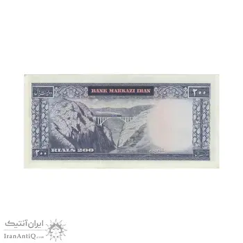 اسکناس 200 ریال (آموزگار - سمیعی) نوشته قرمز (ارور کادر) - EF45 - محمد رضا شاه