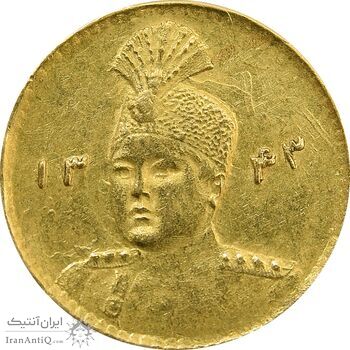 سکه طلا 2000 دینار 1343/33 تصویری (سورشارژ تاریخ) - MS63 - احمد شاه