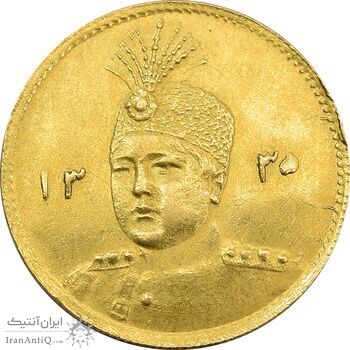 سکه طلا 5000 دینار 1335 تصویری (5 تاریخ تو پر) - MS61 - احمد شاه