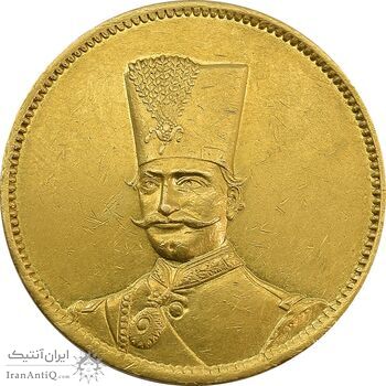 سکه طلا 10 تومان 1297 تصویری - AU50 - ناصرالدین شاه