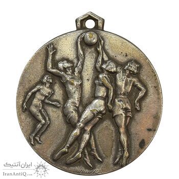 مدال آویز ورزشی نقره بسکتبال دختران - EF45 - محمد رضا شاه