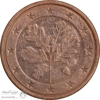 سکه 1 یورو سنت 2002F جمهوری فدرال - AU50 - آلمان