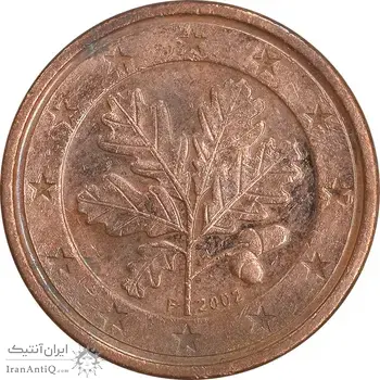سکه 1 یورو سنت 2002F جمهوری فدرال - EF45 - آلمان