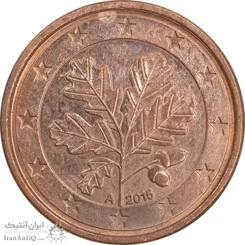 سکه 1 یورو سنت 2016A جمهوری فدرال - AU50 - آلمان