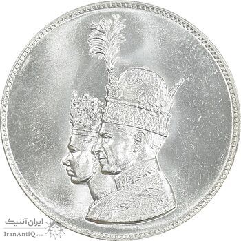 مدال نقره جشن تاجگذاری 1346 - MS64 - محمد رضا شاه