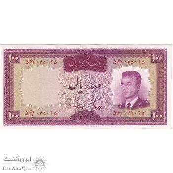 اسکناس 100 ریال (هویدا - سمیعی) - تک - AU55 - محمد رضا شاه