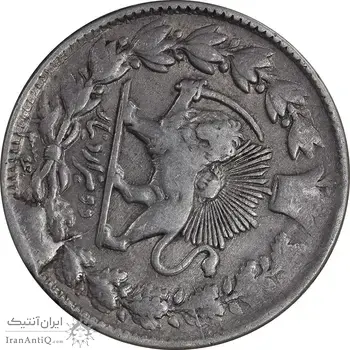 سکه 2000 دینار 1306 صاحبقران - سورشارژ تاریخ - EF40 - ناصرالدین شاه