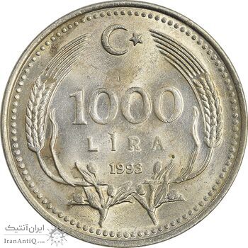 سکه 1000 لیر 1993 جمهوری - MS62 - ترکیه