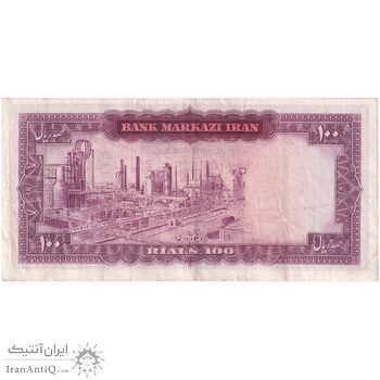 اسکناس 100 ریال (آموزگار - سمیعی) نوشته سیاه - تک - EF40 - محمد رضا شاه