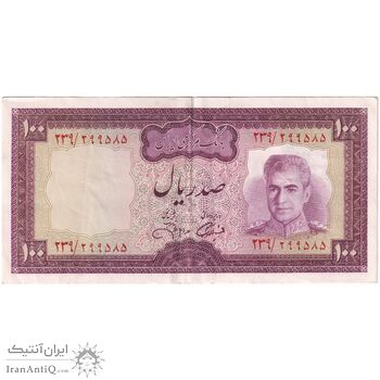 اسکناس 100 ریال (آموزگار - جهانشاهی) - تک - EF45 - محمد رضا شاه