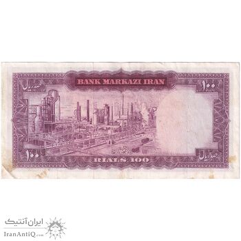 اسکناس 100 ریال (آموزگار - فرمان فرماییان) نوشته سیاه - تک - EF45 - محمد رضا شاه