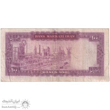 اسکناس 100 ریال (آموزگار - فرمان فرماییان) نوشته قرمز - تک - VF25 - محمد رضا شاه